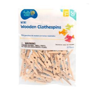 NEW Wooden Mini Clothespins (50 Pieces) Hello Hobby Crafts Ages 3+ DIY Projects